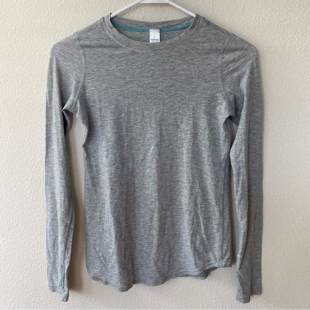 Ivivva | Girl's Basic Cotton Long Sleeve Athletic Shirt Heathered Gray Size 10